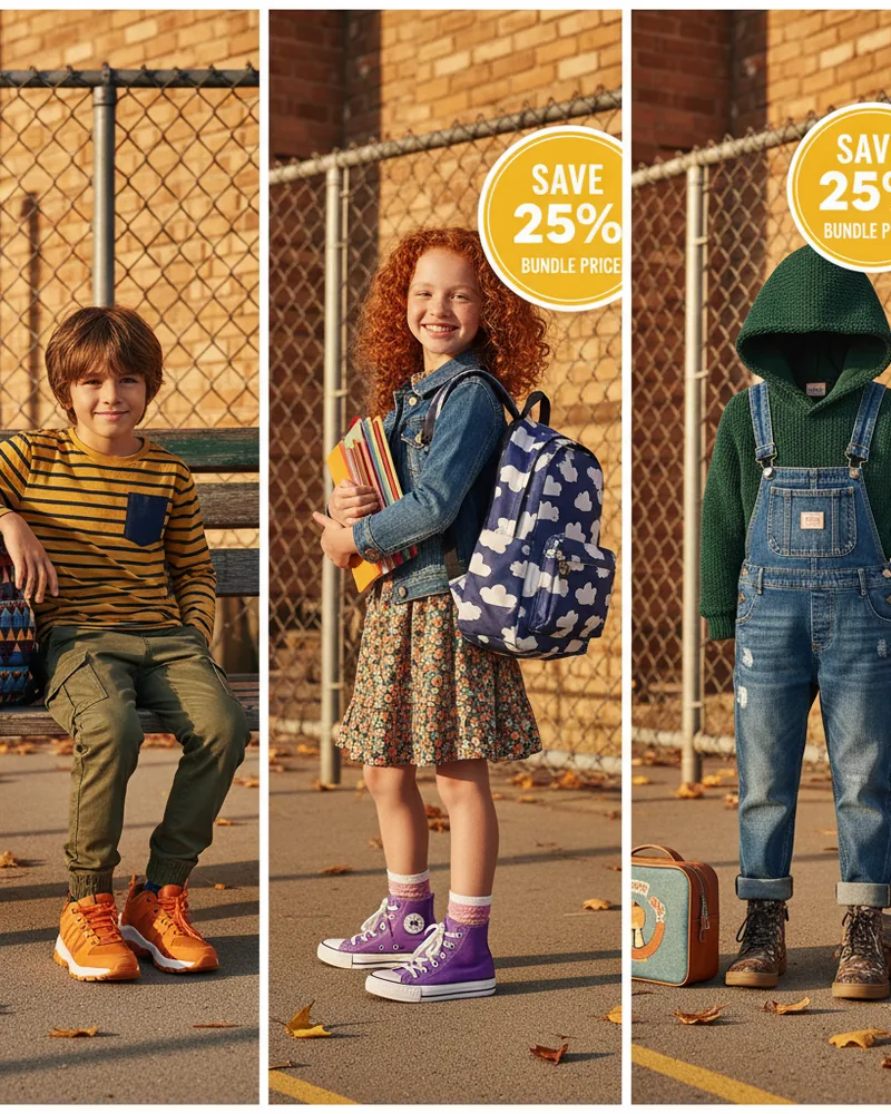 Kids Clothing ad creative example 3: Bundle and save 25%.