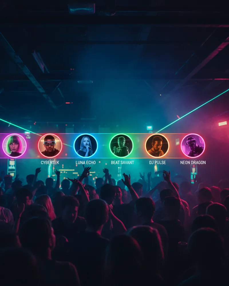 Nightlife ad creative example 2: Lineup live. 6 acts.