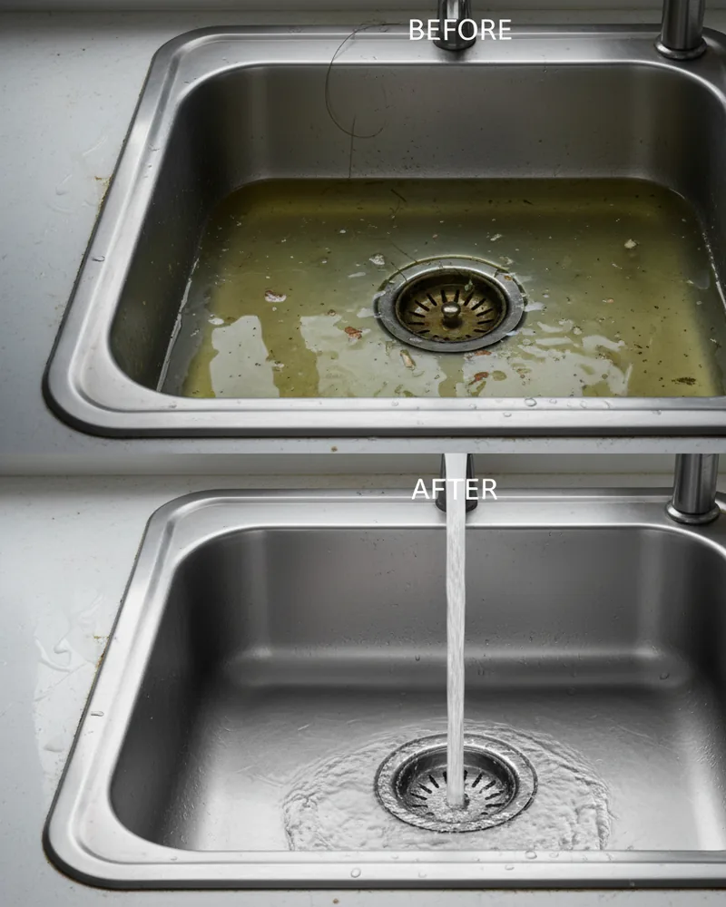 Plumbing ad creative example 3: Drain unclogged in 30 minutes.