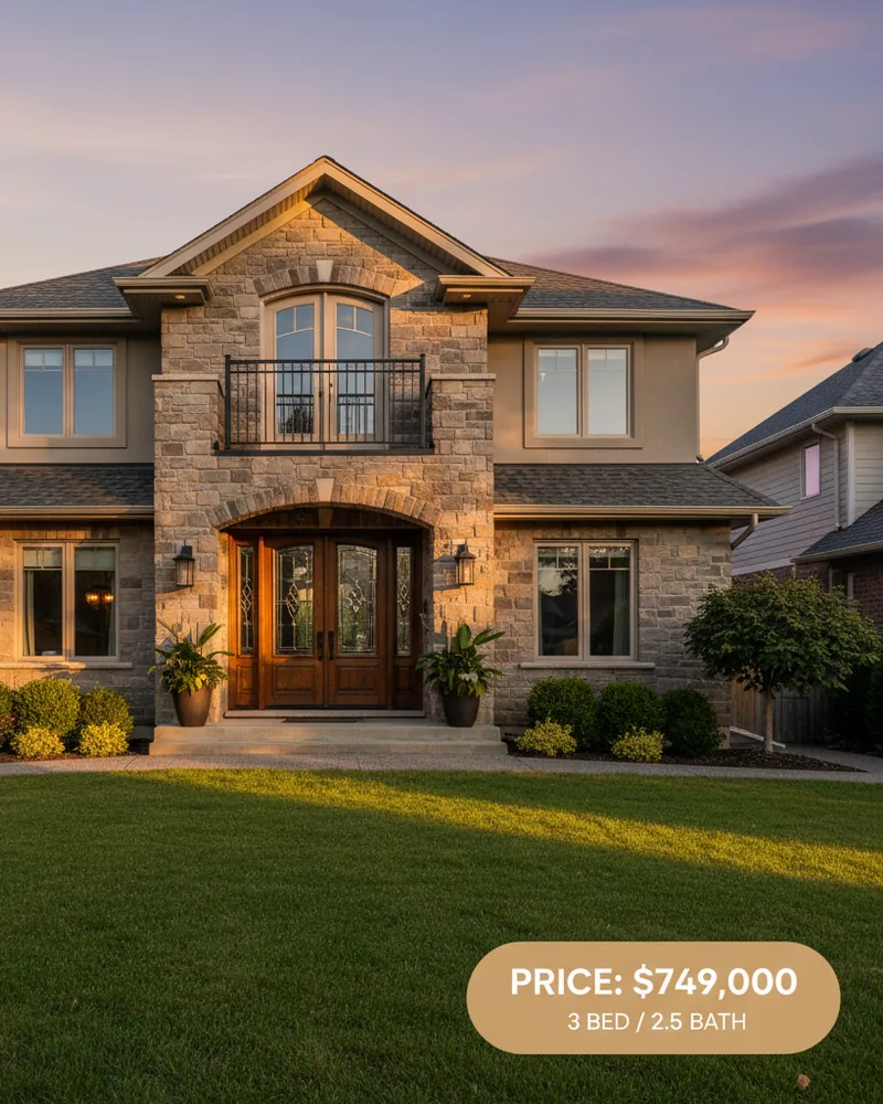 Real Estate ad creative example 1: Just listed. 3 bed in Maple Heights.