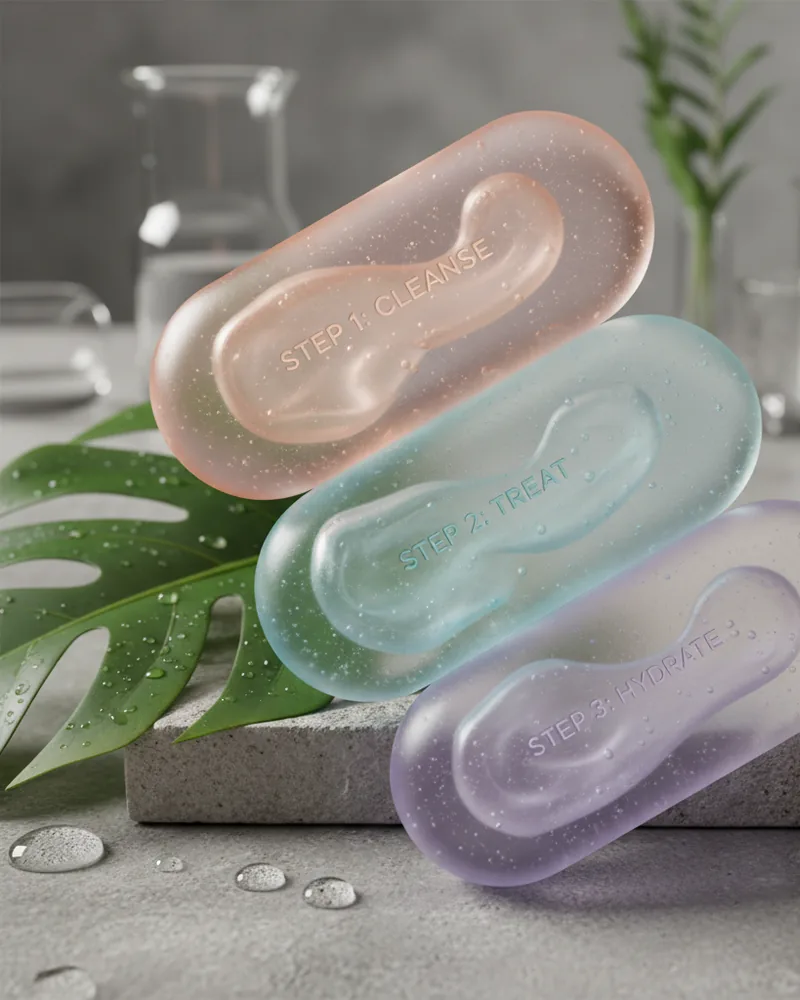 Skincare ad creative example 1: The 3-step routine for glass skin.