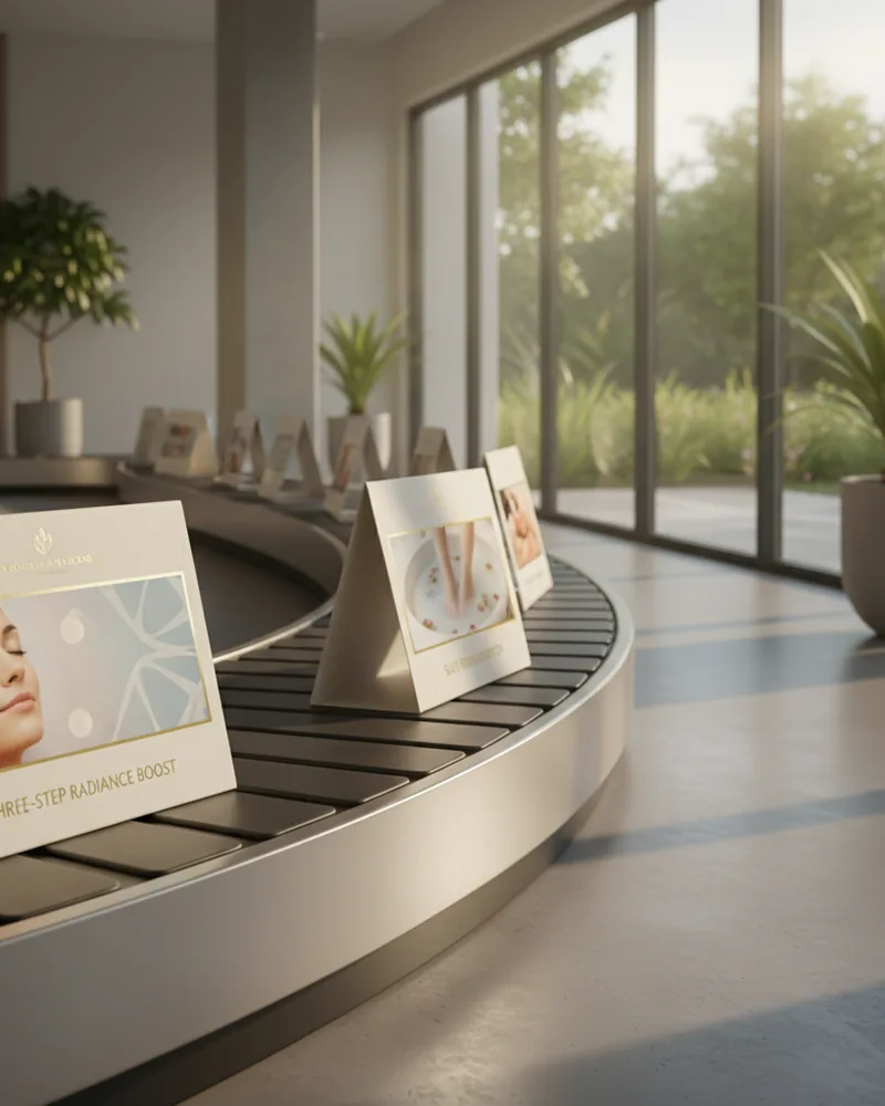 Spas ad creative example 2: Three-step glow package.