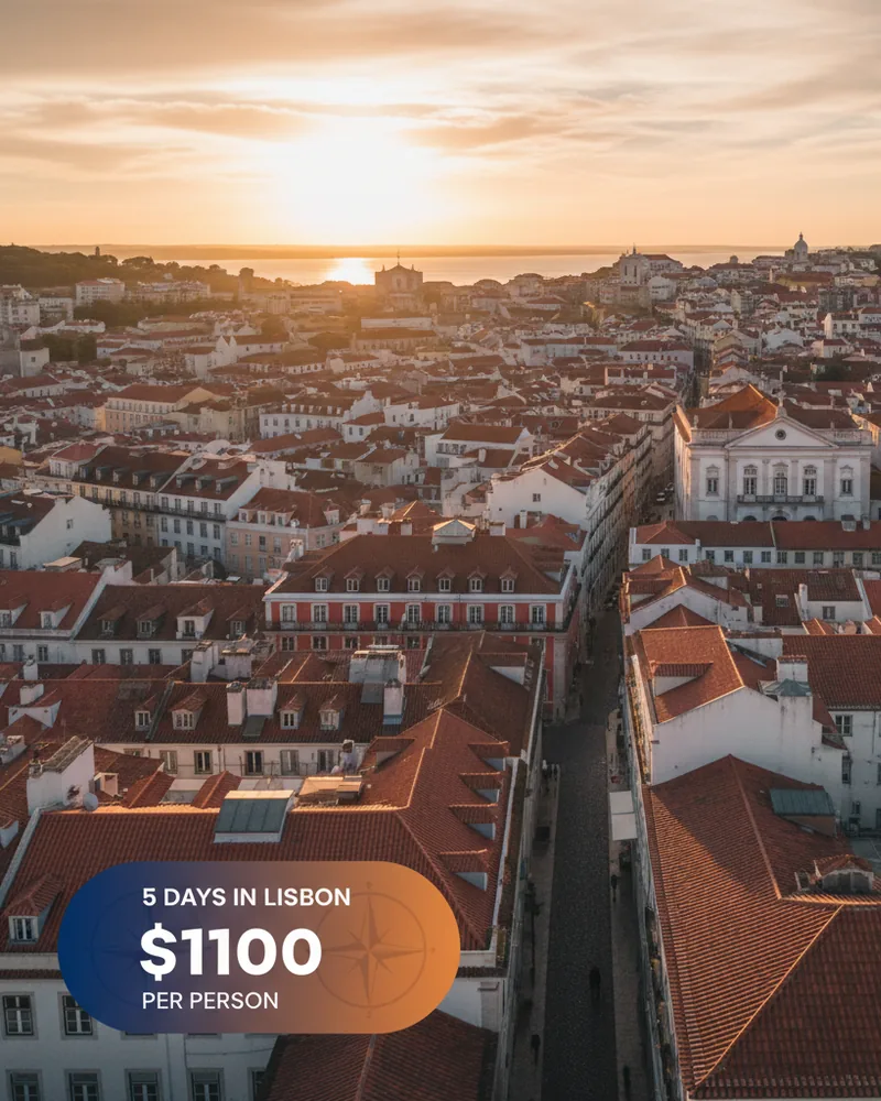 Travel ad creative example 1: 5 days in Lisbon. Under $1100.