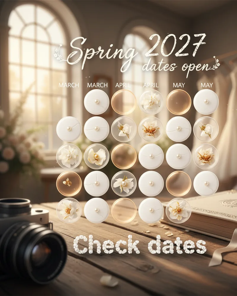 Wedding ad creative example 3: Spring 2027 dates open.