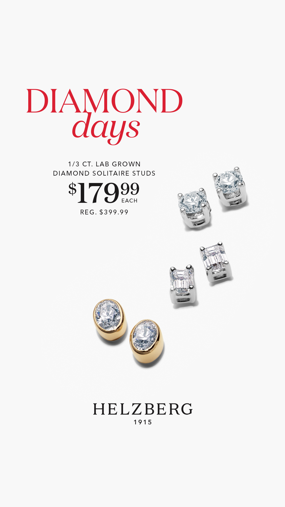 Jewelry Facebook ad example 28: $179.99 Lab Grown Diamond Studs