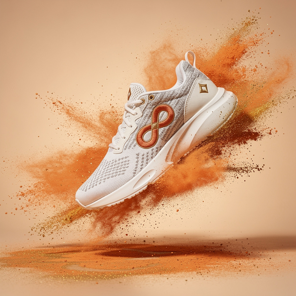 Sneaker. Orange powder burst. FLUX.2 [pro].