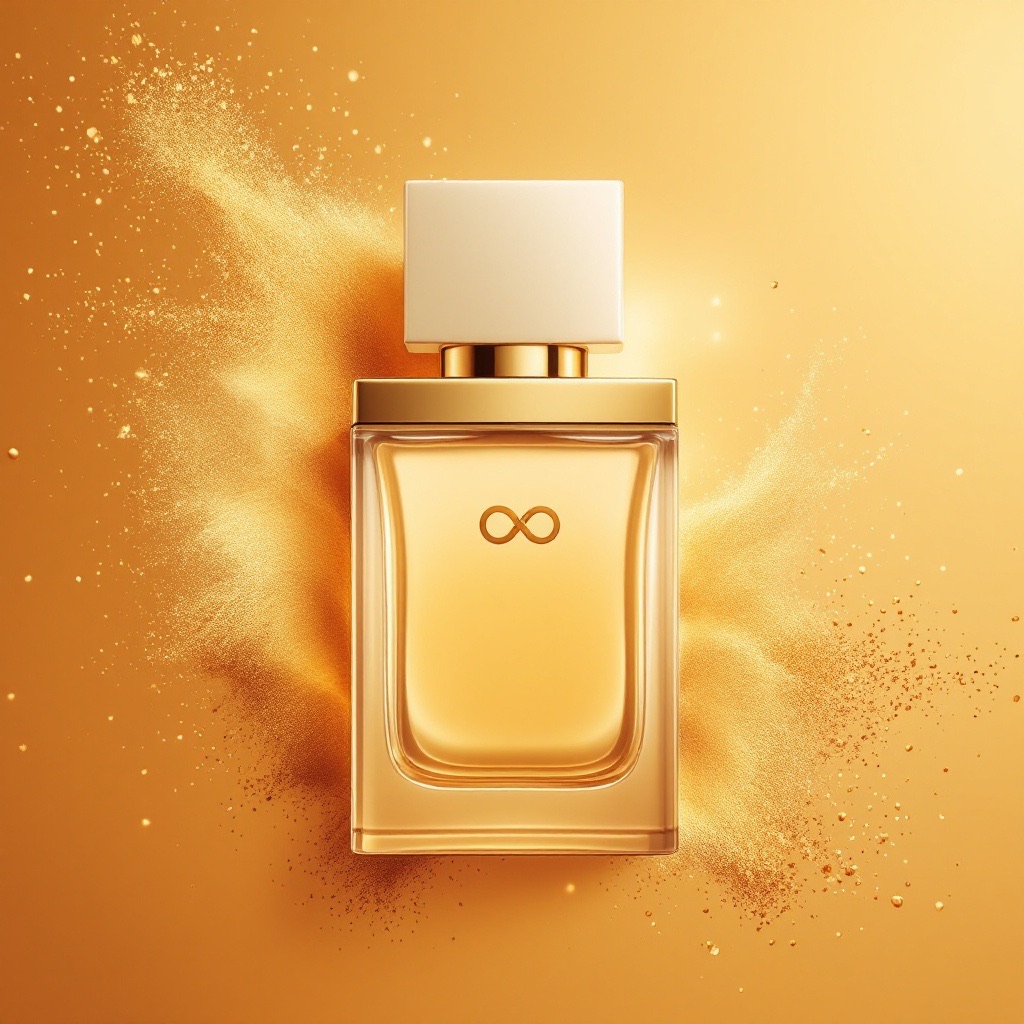 Perfume. Gold powder burst. FLUX 1.1 [pro].
