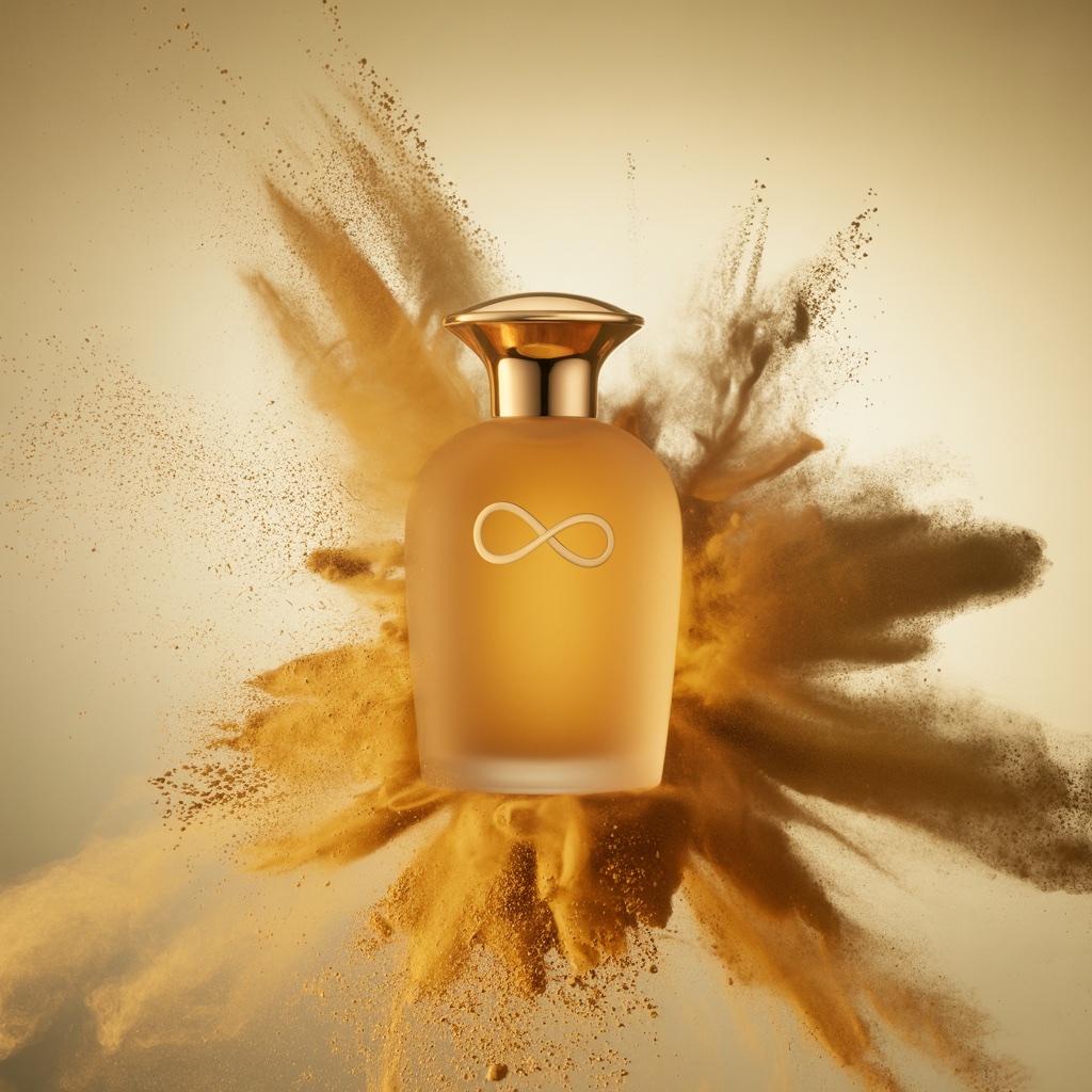 Perfume. Gold powder burst. Made with Ideogram.
