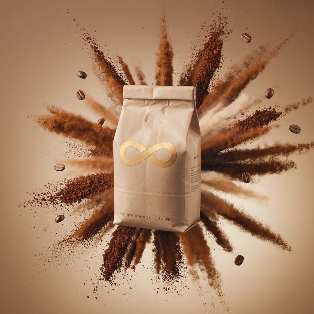 Coffee. Beans and powder burst. Made with Ideogram.