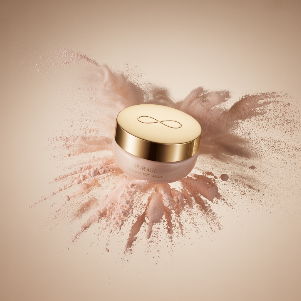 Skincare. Pink powder burst. Made with Ideogram.