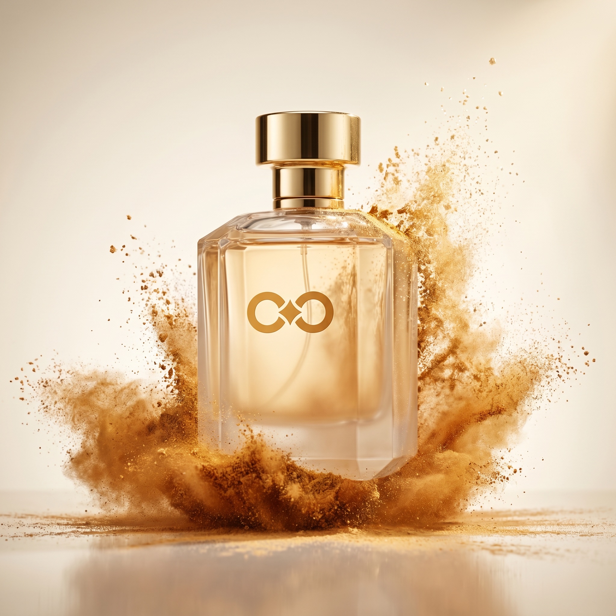 Perfume. Gold powder burst.