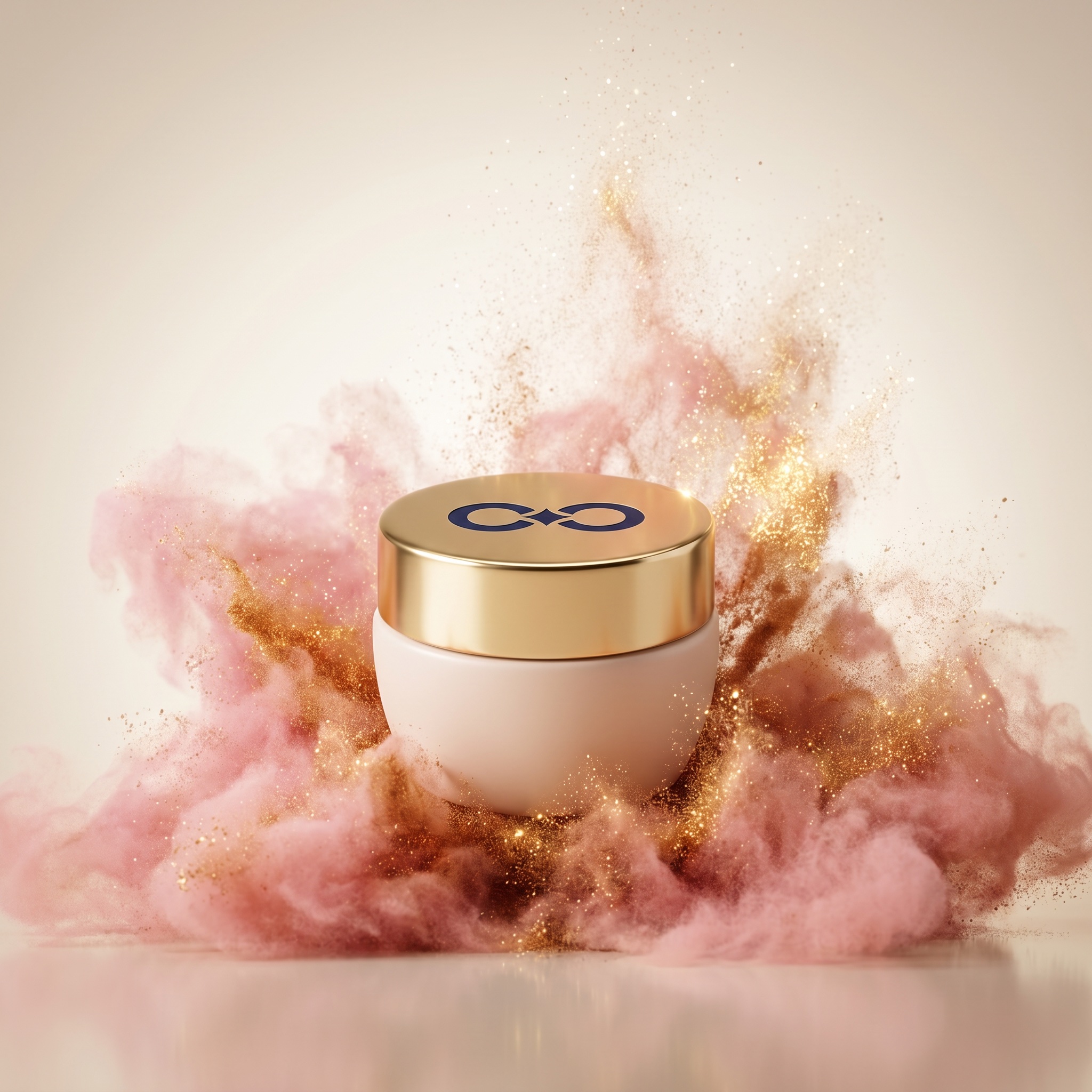 Skincare. Pink and gold burst.
