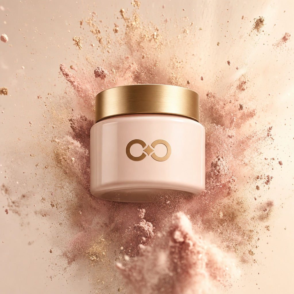 Skincare. Pink powder bloom. OpenAI Image Gen 2.0.
