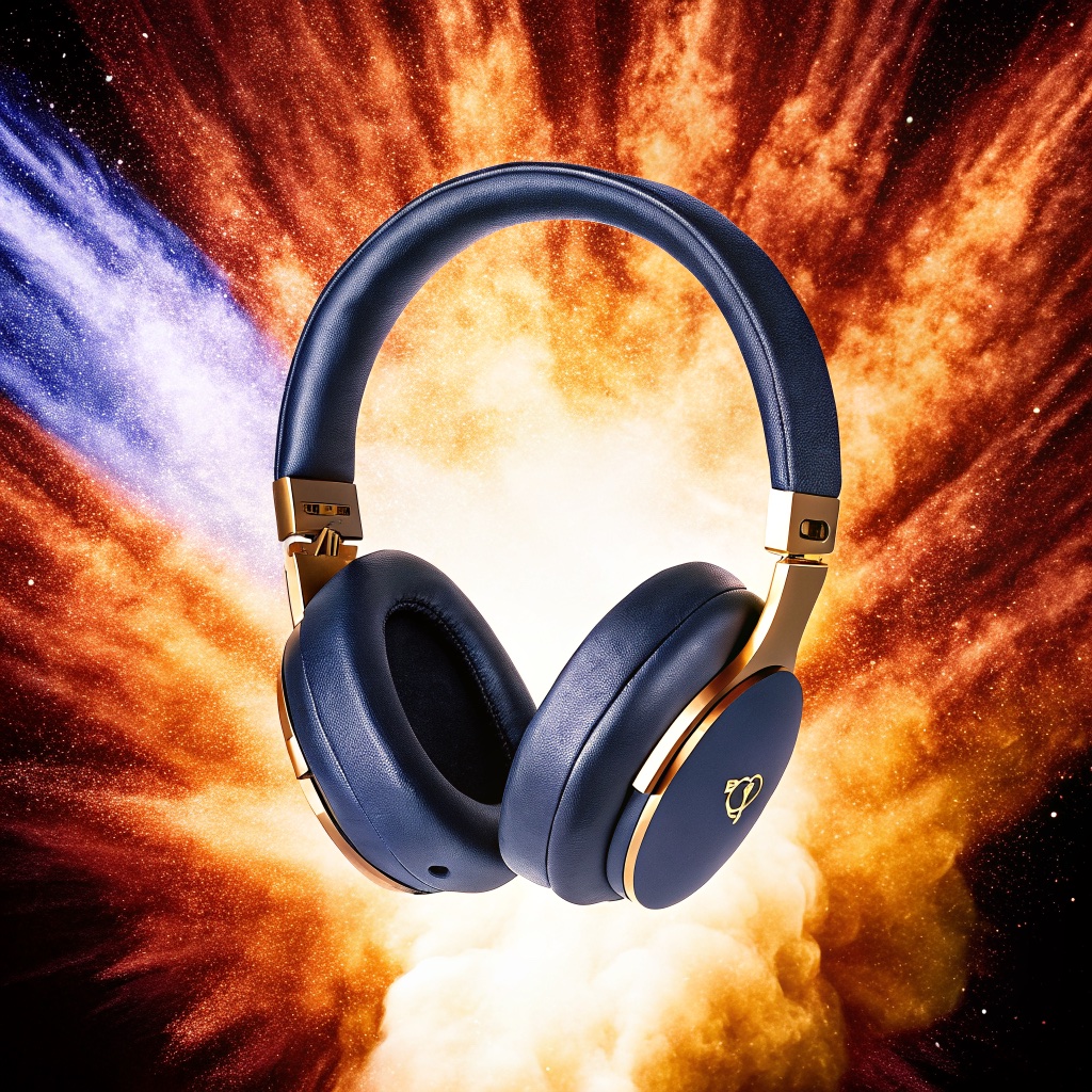 Headphones. Blue powder burst. Made with Recraft V3.