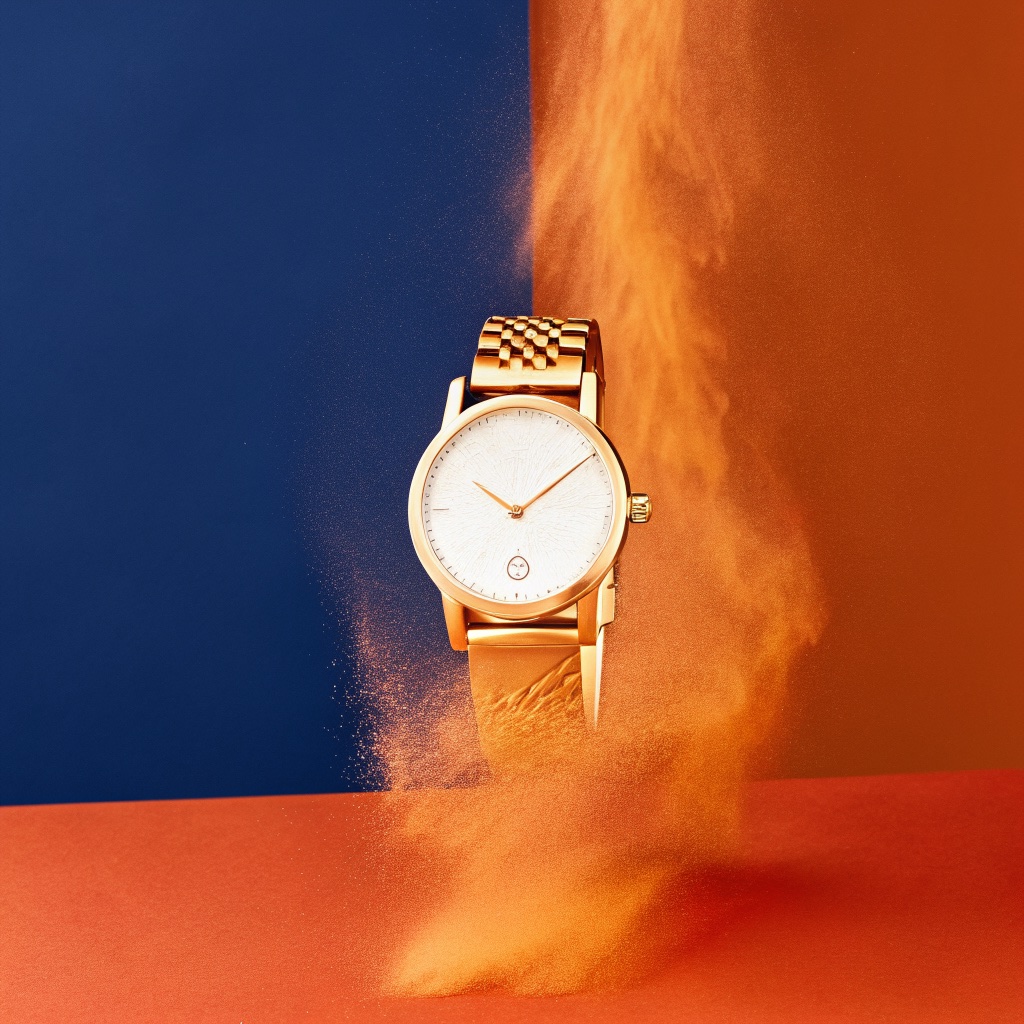 Watch. Gold powder burst. Made with Recraft V3.