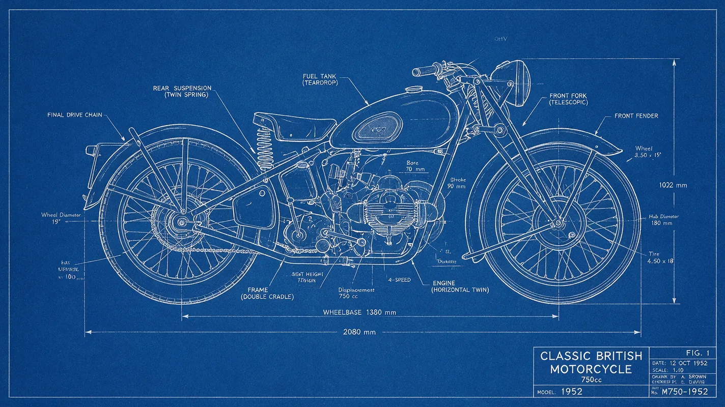 Seedream 5.0 Pro showcase: Motorcycle blueprint