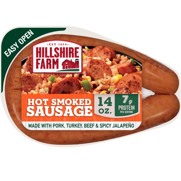 Apps Facebook ad example 40: Hillshire Farm Hot Smoked Sausage, 14 oz.