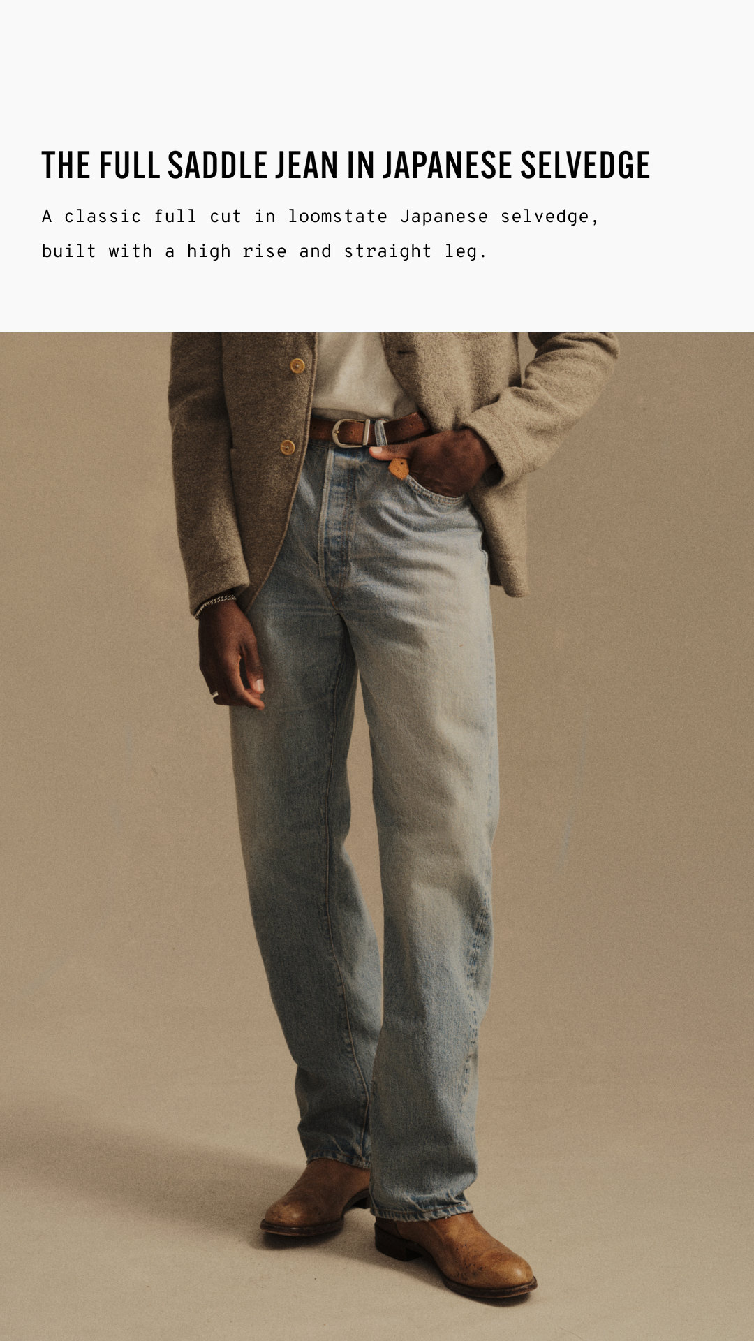 New Brands 2025 2026 Facebook ad example 40: The Full Saddle Jean in Japanese Selvedge