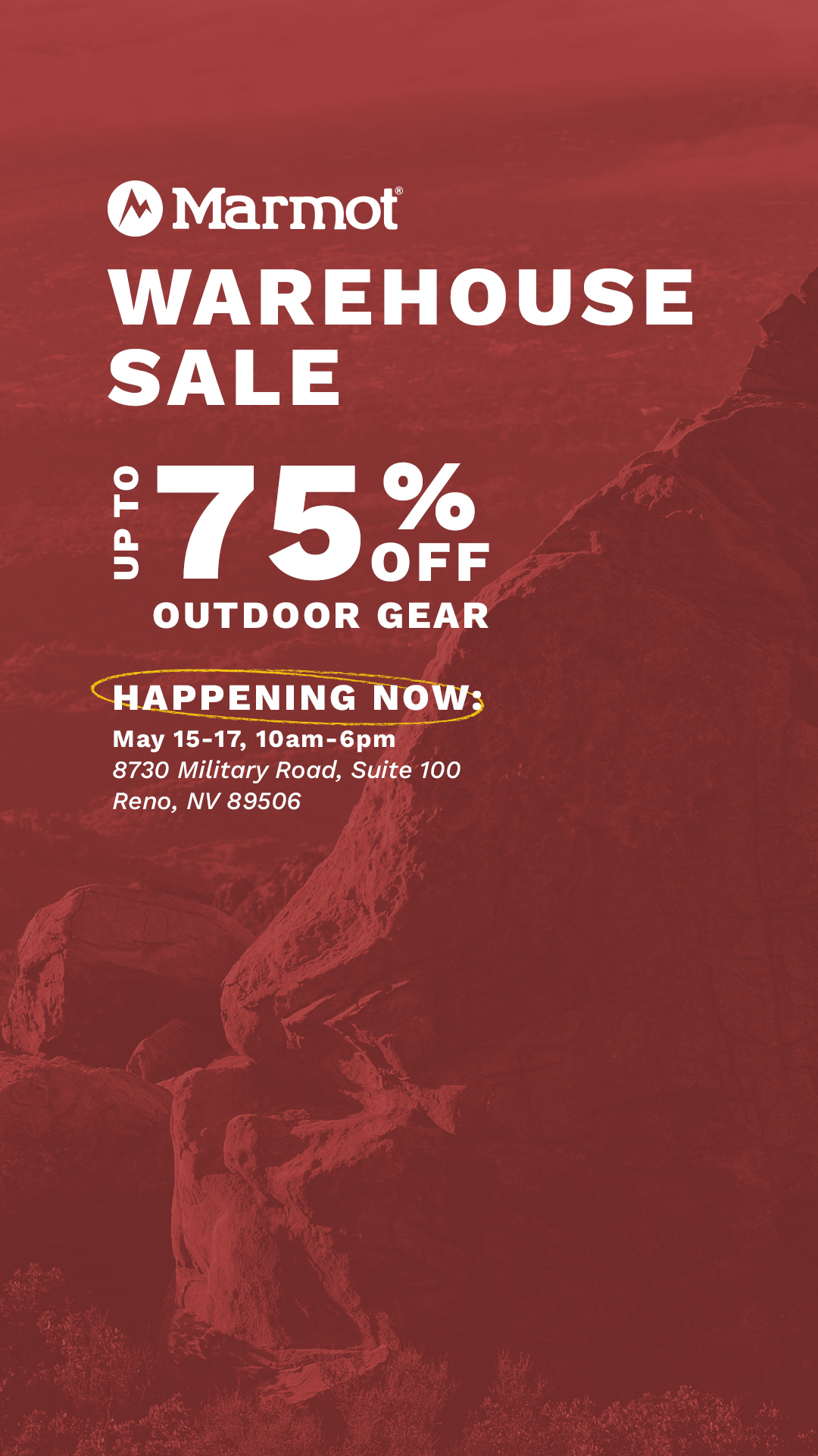 Sports Facebook ad example 50: Marmot Reno Warehouse Sale