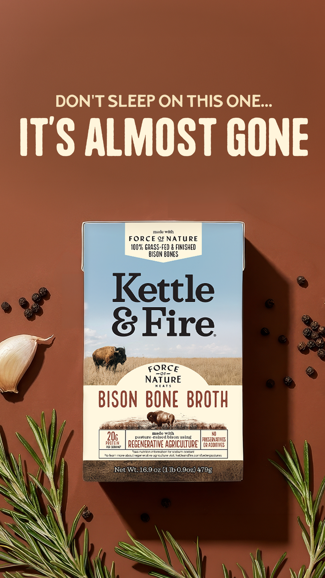 Food & Drink Facebook ad example 14: 20g Protein. From One Ingredient: Bison