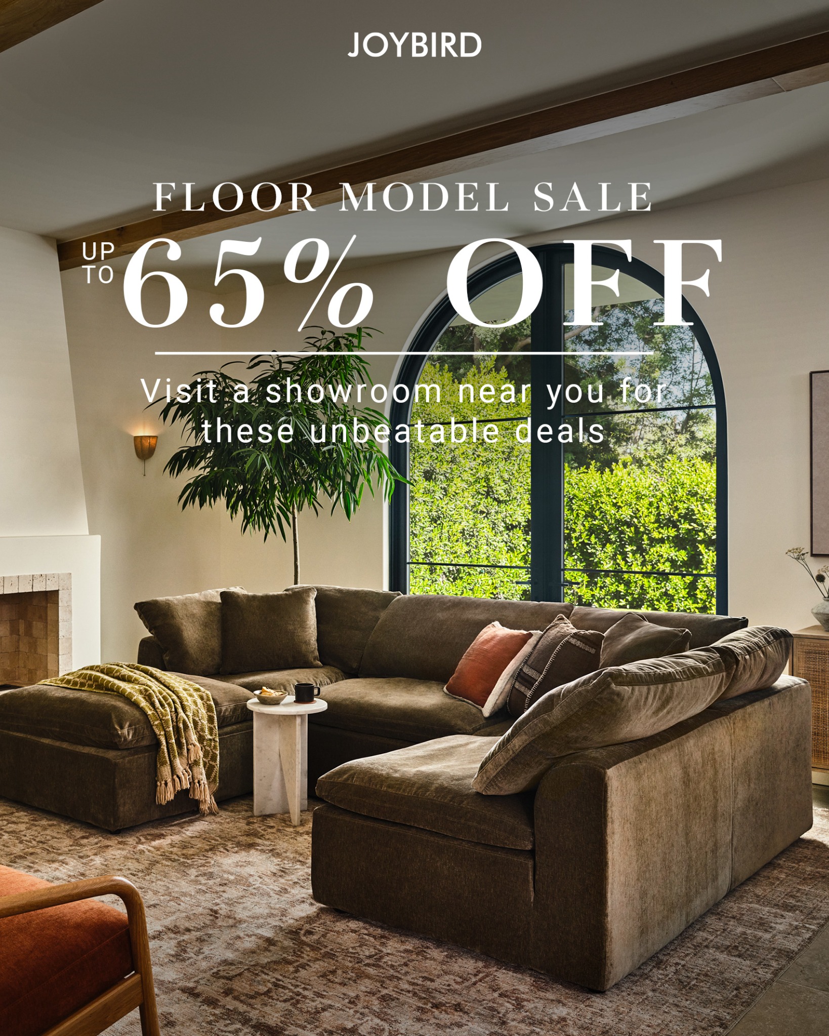 Home Facebook ad example 38: Floor Model Sale - up to 65% off