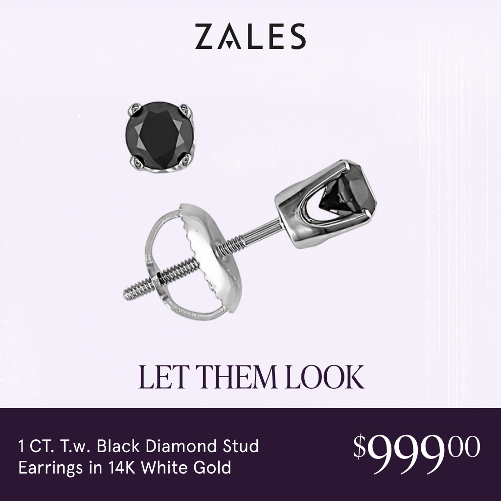 Jewelry Facebook ad example 24: 1 CT. T.w. Black Diamond Stud Earrings in 14K White Gold