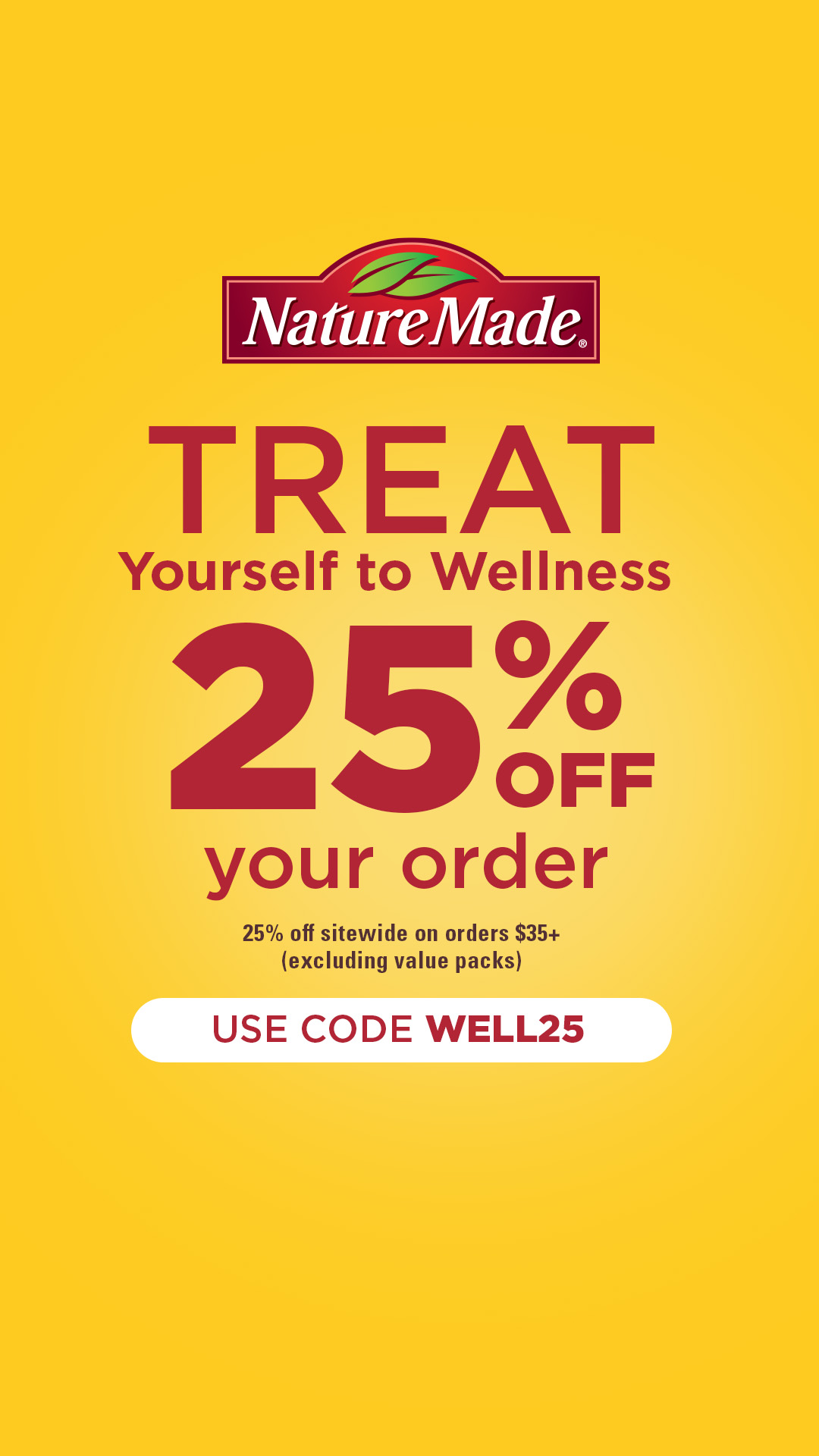 Supplements Facebook ad example 42: Save 25% with code WELL25