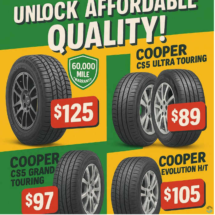 Beauty Facebook ad example 38: Quality Tires Without Breaking the Bank