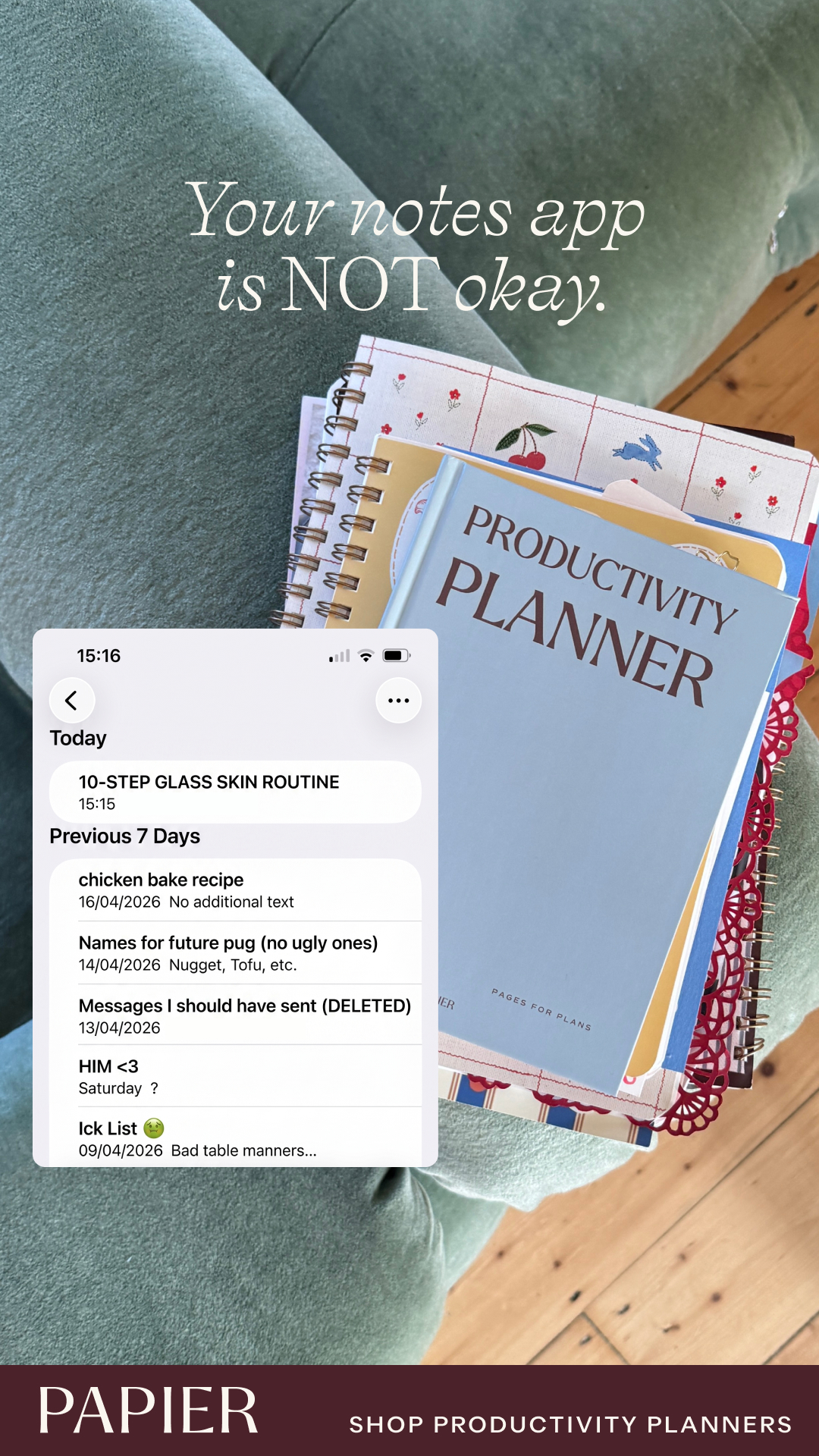 Weddings Facebook ad example 12: Shop Productivity Planners